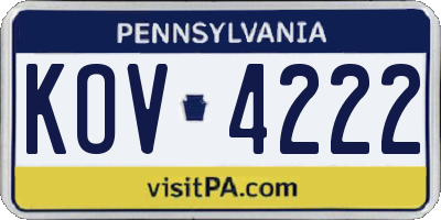 PA license plate KOV4222