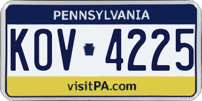 PA license plate KOV4225