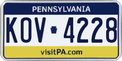 PA license plate KOV4228