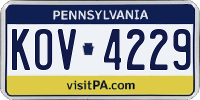 PA license plate KOV4229