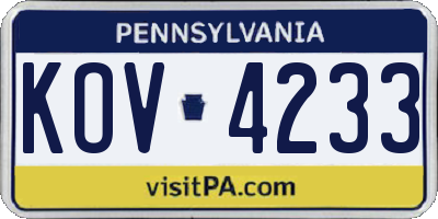 PA license plate KOV4233