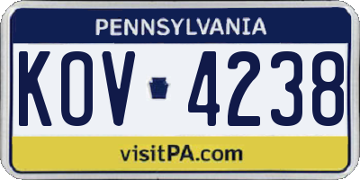 PA license plate KOV4238