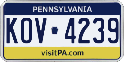 PA license plate KOV4239