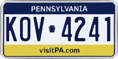 PA license plate KOV4241