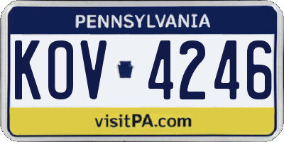 PA license plate KOV4246