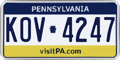 PA license plate KOV4247