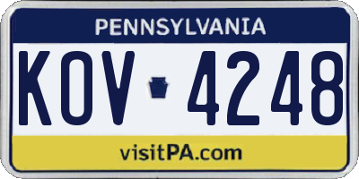 PA license plate KOV4248