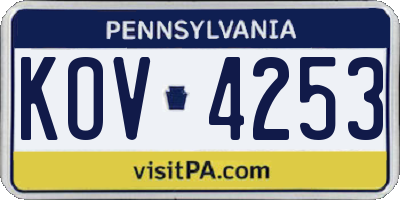 PA license plate KOV4253