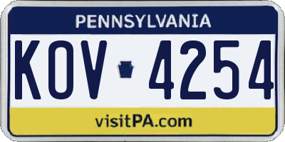 PA license plate KOV4254