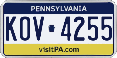 PA license plate KOV4255