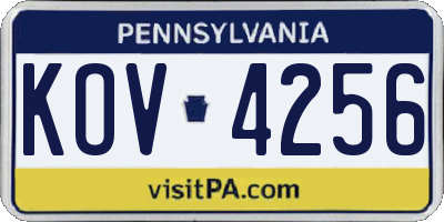 PA license plate KOV4256