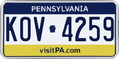 PA license plate KOV4259