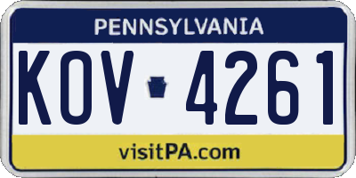 PA license plate KOV4261