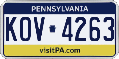 PA license plate KOV4263