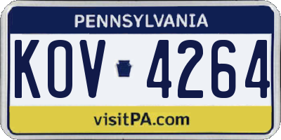 PA license plate KOV4264