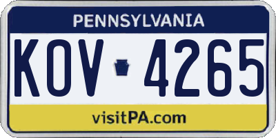 PA license plate KOV4265