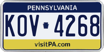 PA license plate KOV4268