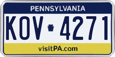 PA license plate KOV4271