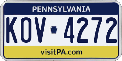 PA license plate KOV4272