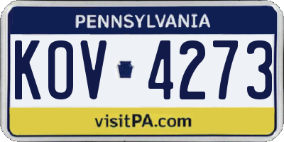 PA license plate KOV4273