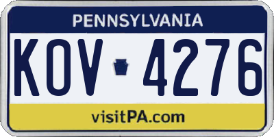 PA license plate KOV4276