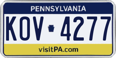 PA license plate KOV4277