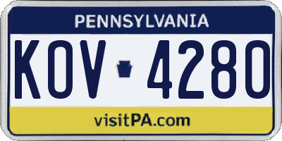 PA license plate KOV4280