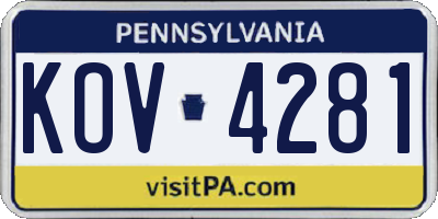 PA license plate KOV4281