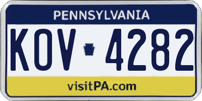 PA license plate KOV4282