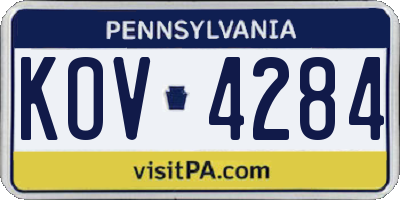 PA license plate KOV4284