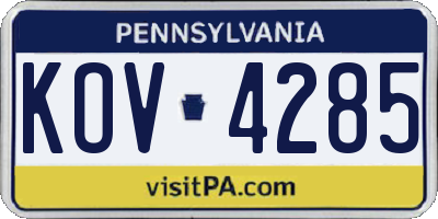 PA license plate KOV4285