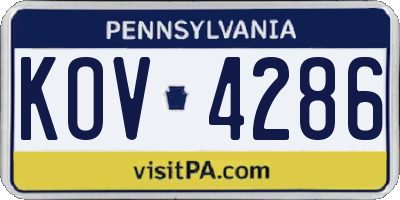PA license plate KOV4286