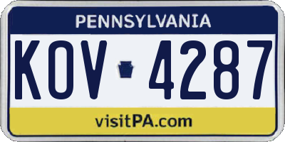 PA license plate KOV4287