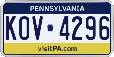PA license plate KOV4296