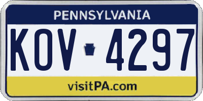 PA license plate KOV4297
