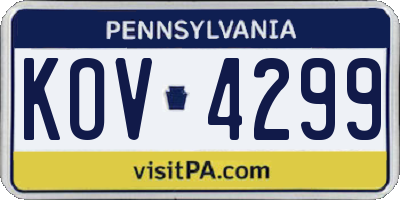 PA license plate KOV4299