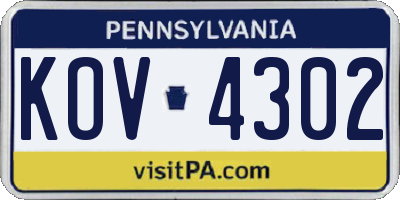 PA license plate KOV4302