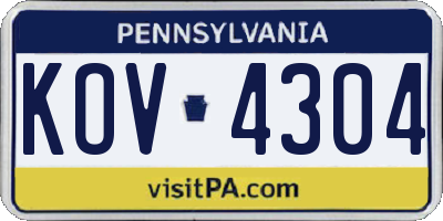 PA license plate KOV4304