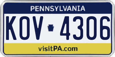 PA license plate KOV4306