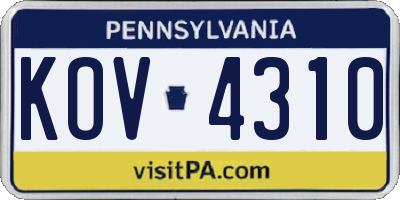 PA license plate KOV4310