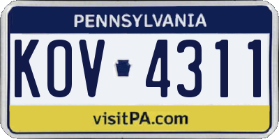 PA license plate KOV4311