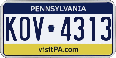PA license plate KOV4313