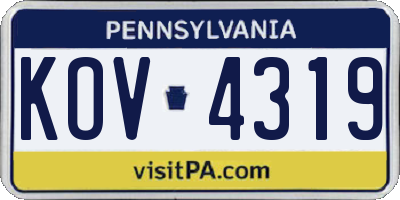 PA license plate KOV4319