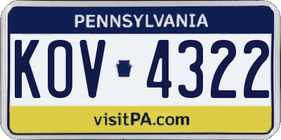 PA license plate KOV4322