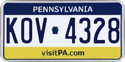 PA license plate KOV4328