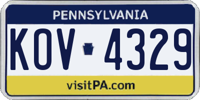 PA license plate KOV4329