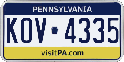 PA license plate KOV4335