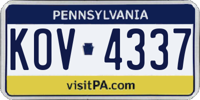 PA license plate KOV4337