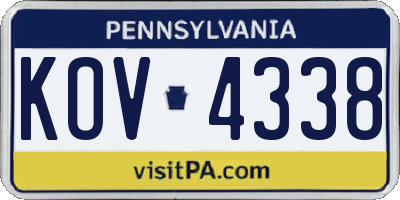 PA license plate KOV4338