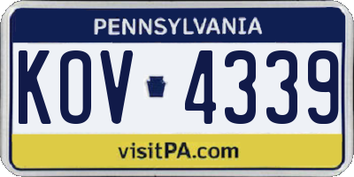 PA license plate KOV4339